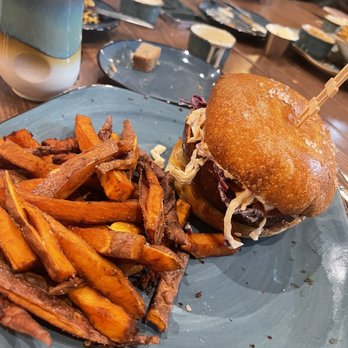 Reba's Place - Bologna bbq sandwich with sweet potato fries - American Near Me - Atoka, Oklahoma Reba's Place - Bologna bbq sandwich with sweet potato fries - American Near Me - Atoka, Oklahoma