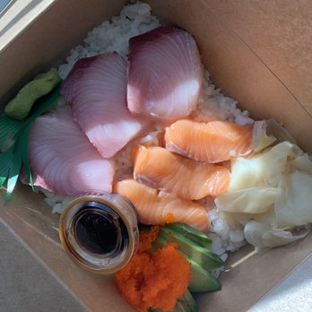 The Rice - Salmon and hamachi don (currently $13) - Japanese Near Me - Foothill Ranch, California