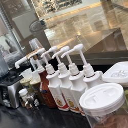Three Boys Coffee - If you look closely, you'll see Ghirardelli syrup offerings here!