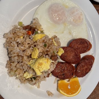 Moke's Bread & Breakfast - Home style breakfast with fried rice and Portuguese sausage - Breakfast & Brunch Near Me - Kailua, Hawaii