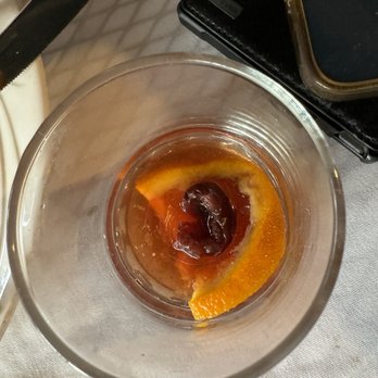 Santé - Old fashioned with fresh muddled cherry. I think they soak them in brandy - New American Near Me - Matthews, North Carolina