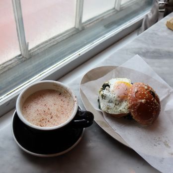 Tatte Bakery & Cafe - Chai latte and fried egg sandwich (highly recommend both) - Cafes Near Me - Boston, Massachusetts Tatte Bakery & Cafe - Chai latte and fried egg sandwich (highly recommend both) - Cafes Near Me - Boston, Massachusetts