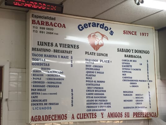 Menu photo 2 Gerardo's Drive-In Houston, TX Menu photo 2 Gerardo's Drive-In Houston, TX