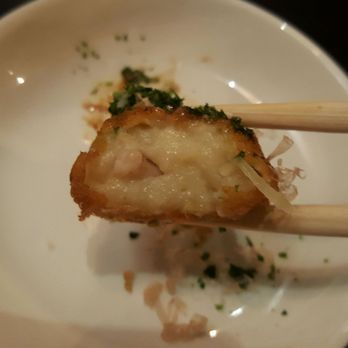 Fujiya Ramen - Tiny piece of octopus in the small takoyaki - Ramen Near Me - Montclair, New Jersey