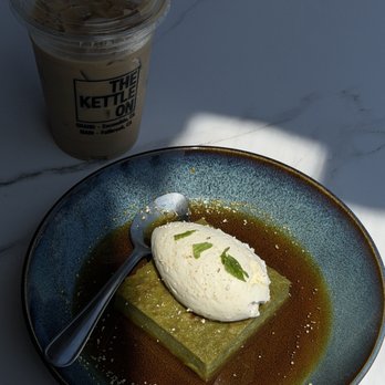 Kettle On Coast - Matcha bread pudding & hazelnut latte - Coffee & Tea Near Me - Oceanside, California