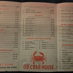 OD Crab House - Menu inside 12/2021