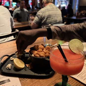Virgil's Real BBQ - Strawberry Margarita and shrimp appetizer - Bars Near Me - Las Vegas, Nevada Virgil's Real BBQ - Strawberry Margarita and shrimp appetizer - Bars Near Me - Las Vegas, Nevada