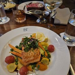 16-Ounce Prime Rib + Mashed Yukon Gold Potatoes + Whiskey Priest Old Fashioned  Bay of Fundy Salmon + 2023 King Estates Pinot Gris