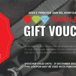 XYZ PAWN & GUN - $25 Gift Voucher,Good until 12/31/2023