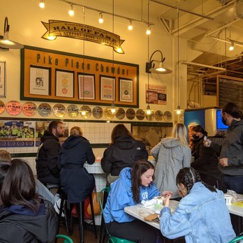 Pike Place Chowder - Small dining area. There's another outdoor patio area that's useless when it's raining. - Seafood Near Me - Seattle, Washington Pike Place Chowder - Small dining area. There's another outdoor patio area that's useless when it's raining. - Seafood Near Me - Seattle, Washington