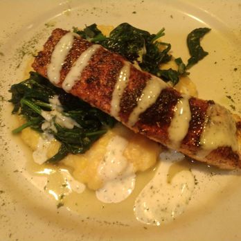 Sammy G's Tavern - Salmon over Asparagus, Steamed Spinach & Cream Corn - American Near Me - High Point, North Carolina