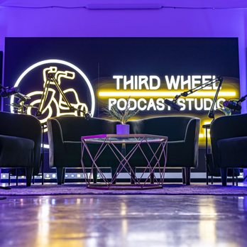Third Wheel Podcast Studio - 11 foot wide LED wall for custom backdrops on your podcast! - Recording & Rehearsal Studios Near Me - Los Angeles, California Third Wheel Podcast Studio - 11 foot wide LED wall for custom backdrops on your podcast! - Recording & Rehearsal Studios Near Me - Los Angeles, California