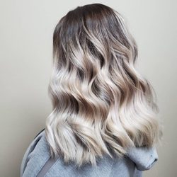 Rustic Roots Hair Co - All over blonde highlight with a dark shadow root!