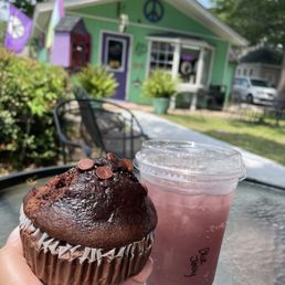 Double chocolate chip muffin & Blue Jolly Boost
