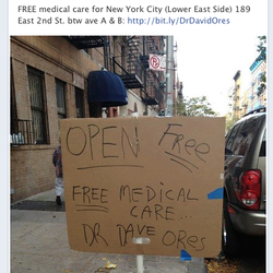 Dr Dave Ores offers FREE health services during Sandy disaster.