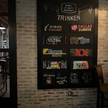 Bowl and Barrel - a chalkboard with various drinks on it - Gastropubs Near Me - Dallas, Texas Bowl and Barrel - a chalkboard with various drinks on it - Gastropubs Near Me - Dallas, Texas