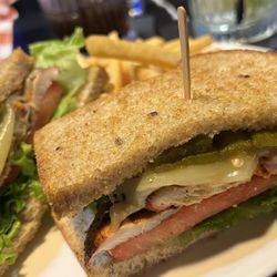 Dave's Place - Ortega grilled chicken sandwich with fries