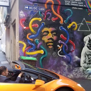 ACDC Lane - Just cruising in a Lambo on AC/DC Lane - Street Art Near Me - Melbourne, VIC