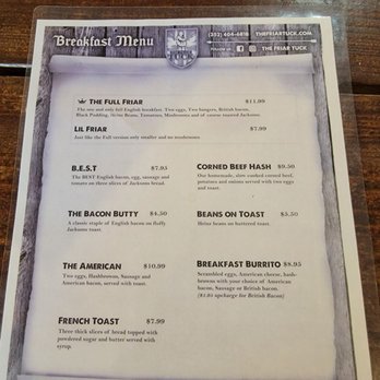 Friar Tuck - Breakie - British Near Me - Clermont, Florida