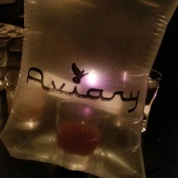 The Aviary - (719)26-OATES: sherry, bourbon, oatmeal, plastic bag ($23) - Cocktail Bars Near Me - Chicago, Illinois