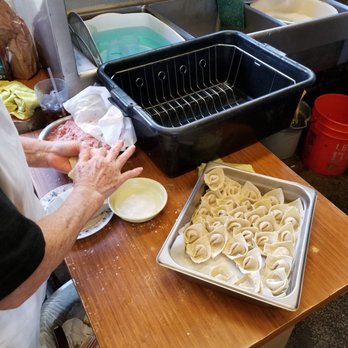 Palace Saimin - Making wontons in the kitchen... - Japanese Near Me - Honolulu, Hawaii