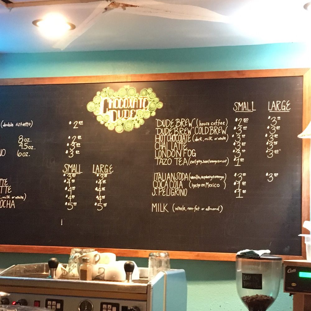 Chocolate Dude - Menu Drinks menu circa December 2018 - Coffee & Tea Near Me - Albuquerque, New Mexico Chocolate Dude - Menu Drinks menu circa December 2018 - Coffee & Tea Near Me - Albuquerque, New Mexico