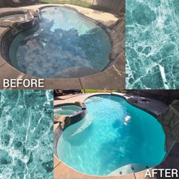 Before and After of our amazing pool refresh