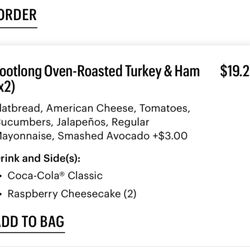 Subway - Oven Roasted Turkey & Ham. what I actually ordered.