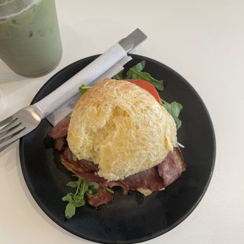 Bōm Dough - Wicked smoked brisket & Strawberry matcha latte (iced only) - Breakfast & Brunch Near Me - Cambridge, Massachusetts Bōm Dough - Wicked smoked brisket & Strawberry matcha latte (iced only) - Breakfast & Brunch Near Me - Cambridge, Massachusetts