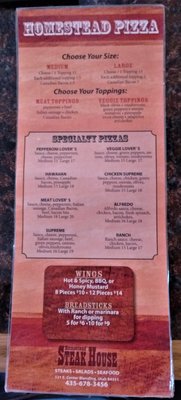 Menu photo 8 Homestead Steak House Blanding, UT