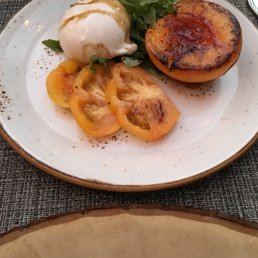 Burrata with a grilled peach- YUM!