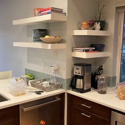 Installed shelves in kitchen and a bedroom. Installed shelves in kitchen and a bedroom.