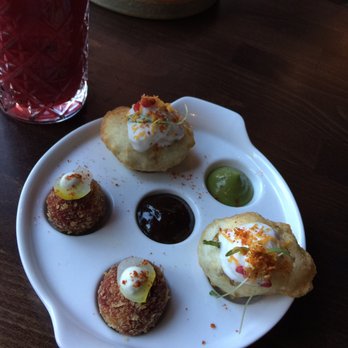 ROOH - 10.21.17 Dahi Puri + Beetroot & Goat Cheese Croquette - Indian Near Me - San Francisco, California ROOH - 10.21.17 Dahi Puri + Beetroot & Goat Cheese Croquette - Indian Near Me - San Francisco, California