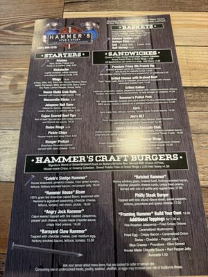 Menu photo 1 Hammers Pub and Grub Lake City, MI