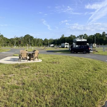 Crystal River KOA Journey - Campground with our rig in spot 404. A pull through corner spot - Campgrounds Near Me - Crystal River, Florida