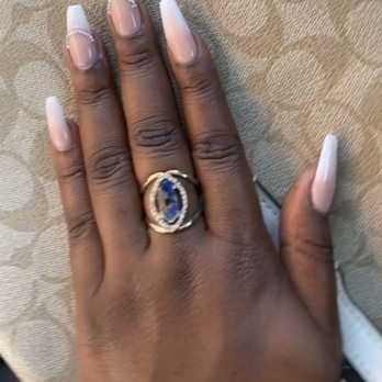 Bella Nails & Brows - Pink and white full set with diamonds - Nail Salons Near Me - La Mesa, California Bella Nails & Brows - Pink and white full set with diamonds - Nail Salons Near Me - La Mesa, California