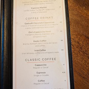 Zini's Restaurant - After dinner menu May 2024 - Italian Near Me - Bantam, Connecticut Zini's Restaurant - After dinner menu May 2024 - Italian Near Me - Bantam, Connecticut
