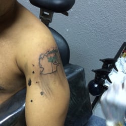 Vaso Vasiko - The outline of the new tattoo over the old and ugly one