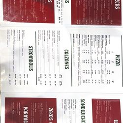 Zeko's Italian Restaurant - Menu