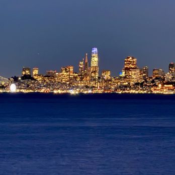 Barrel House Tavern - SF skylight view as night fall - New American Near Me - Sausalito, California