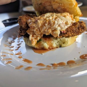Vicious Biscuit - Fat Biscuit... Homemade pimento cheese on top of a large piece of chicken with a little hot honey drizzled on everything. - Coffee & Tea Near Me - Mount Pleasant, South Carolina Vicious Biscuit - Fat Biscuit... Homemade pimento cheese on top of a large piece of chicken with a little hot honey drizzled on everything. - Coffee & Tea Near Me - Mount Pleasant, South Carolina