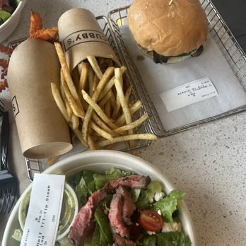 Cubby's - Half Tri-Tip Steak Salad Rosemary Fries Sweet Potato Fries Houdini - New American Near Me - Salt Lake City, Utah Cubby's - Half Tri-Tip Steak Salad Rosemary Fries Sweet Potato Fries Houdini - New American Near Me - Salt Lake City, Utah