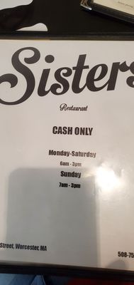 Menu photo 6 Sisters Restaurant Worcester, MA