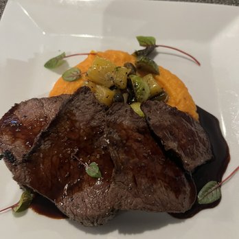 Fin & Tonic - This is the 8oz wagyu bistro with sweet potato mash and brussels sprouts and veggies ($45) - New American Near Me - Suffolk, Virginia Fin & Tonic - This is the 8oz wagyu bistro with sweet potato mash and brussels sprouts and veggies ($45) - New American Near Me - Suffolk, Virginia