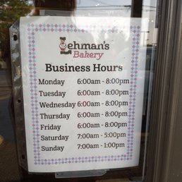 Exterior outside entrance of Lehman's Deli - Bakery hours slightly different from deli hours. - Westlake, Ohio Exterior outside entrance of Lehman's Deli - Bakery hours slightly different from deli hours. - Westlake, Ohio