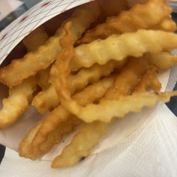 Five Star Burger Stockton - I ordered curly fries, but received these, I'll let it slide because they were crispy - Burgers Near Me - Stockton, California