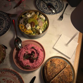 Leonetta - Beetroot Tzaztziki and Chopped Salad Santorini - Mediterranean Near Me - New York, New York Leonetta - Beetroot Tzaztziki and Chopped Salad Santorini - Mediterranean Near Me - New York, New York