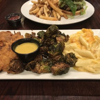 The River Tap & Grill - Chicken, roasted brussel sprouts and mac and cheese - American Near Me - Hollis, Maine