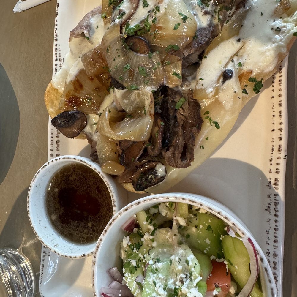 Tula's Kitchen - Prime rib sandwich with cucumber salad - New American Near Me - Albuquerque, New Mexico Tula's Kitchen - Prime rib sandwich with cucumber salad - New American Near Me - Albuquerque, New Mexico