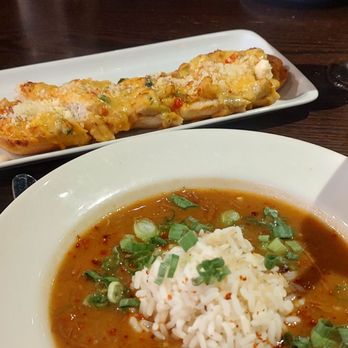 Kingfish Kitchen & Cocktails - Crawfish top French bread ..and Duck and andouille gumbo for the win - Cajun/Creole Near Me - New Orleans, Louisiana Kingfish Kitchen & Cocktails - Crawfish top French bread ..and Duck and andouille gumbo for the win - Cajun/Creole Near Me - New Orleans, Louisiana